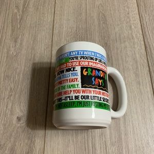 Grandpa Mug w/ Things Grandpa Would Say. Multicolored Sentences on White Ceramic